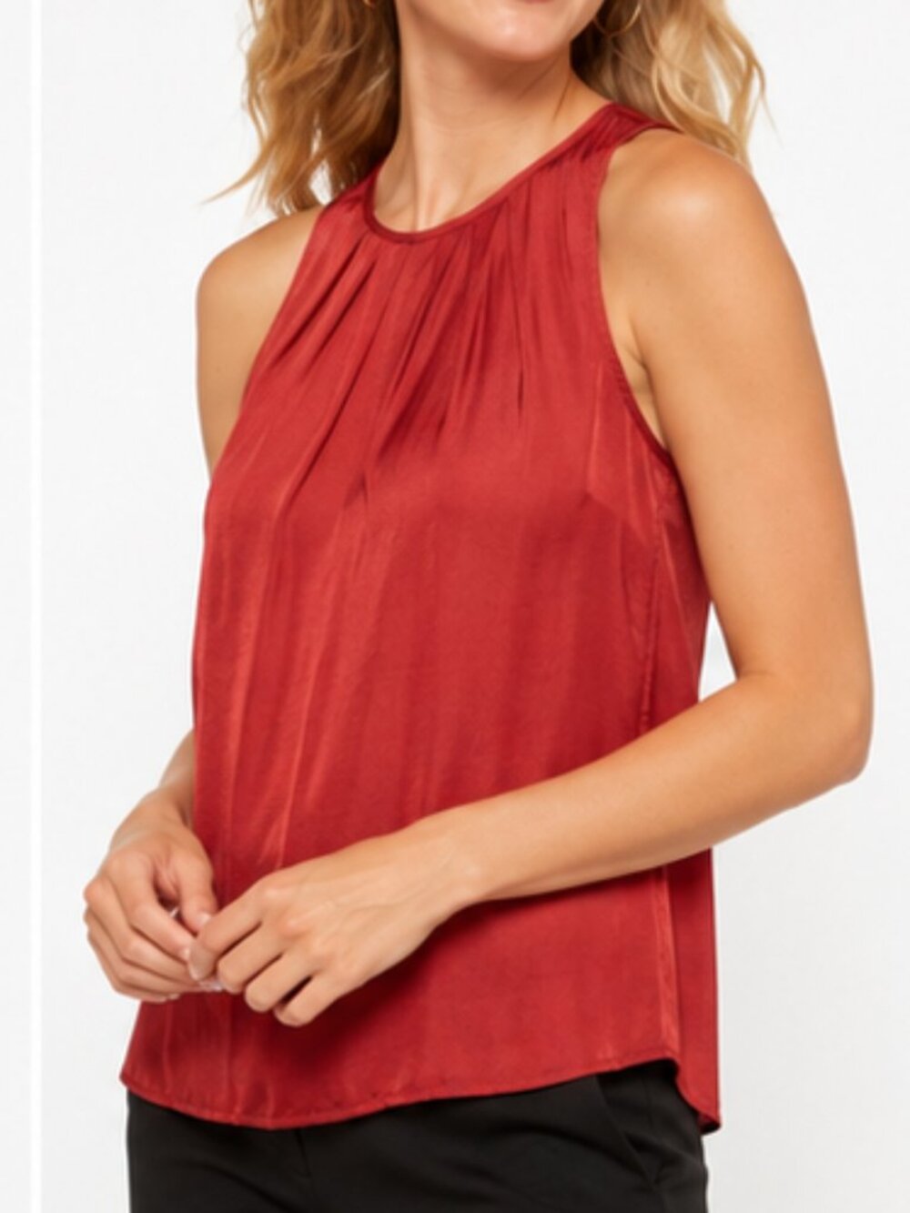 Monday Fun Pleated Sleeveless Blouse